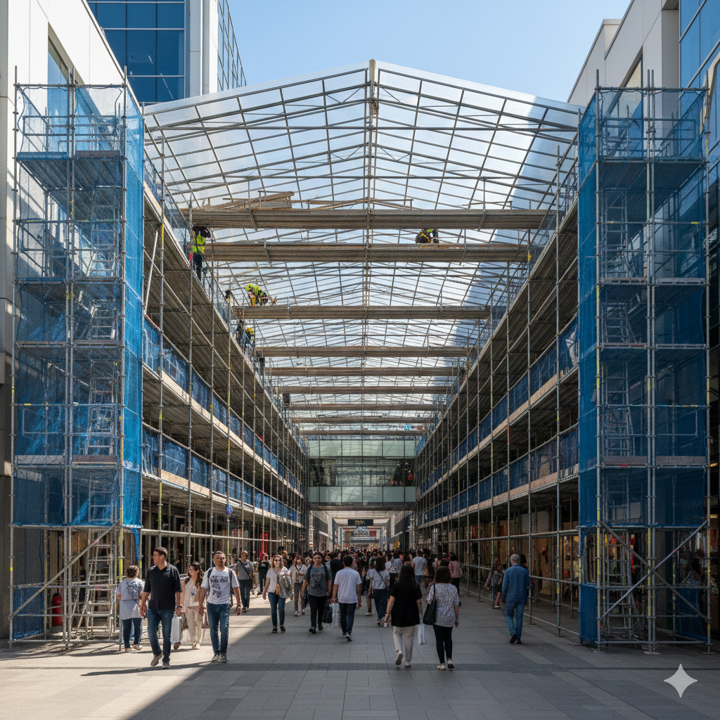 Schutzgerüst für Einkaufszentrum